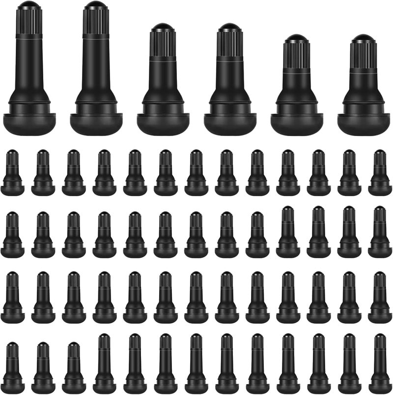 Eoppen 52Pcs Tire Valve Stems TR412, TR413, TR414 Black Rubber Snap-in Valves Stems for Replacement of Tubeless 0.453 Inch Rim Holes on Standard Vehicle Tires - Image 1